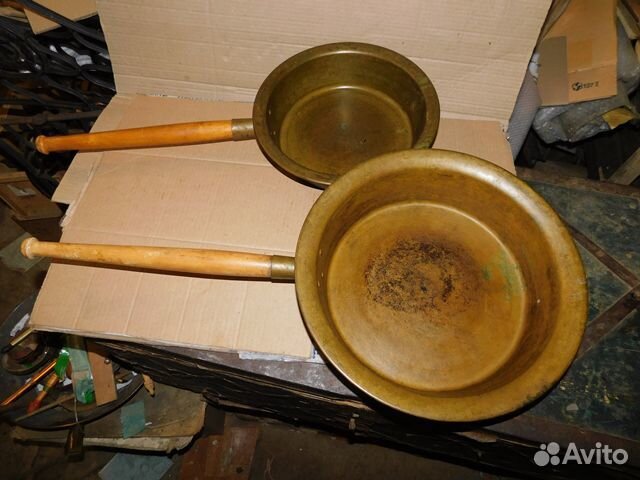 2 старинных,латунных сотейника таза для варенья