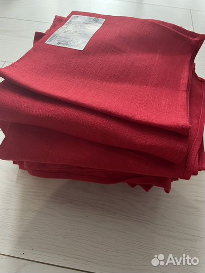 Льняные салфетки 35 штук 45*45 красные