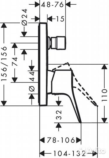 Смеситель для ванны hansgrohe 75415000 Хром