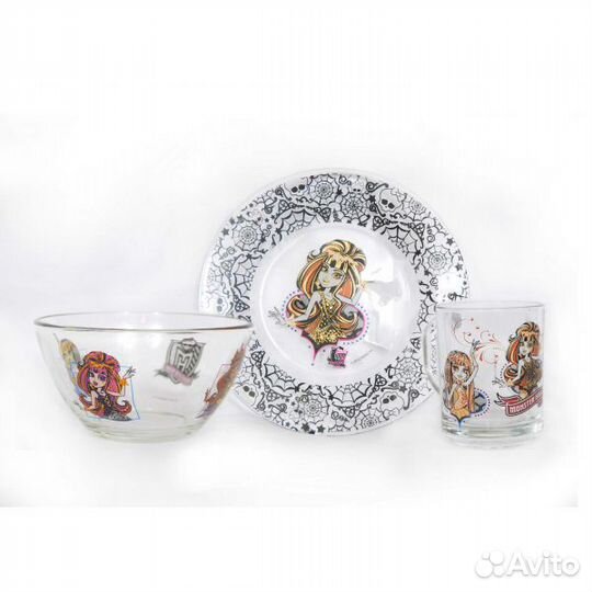 Детский набор посуды Monster High 3 пред. стекло
