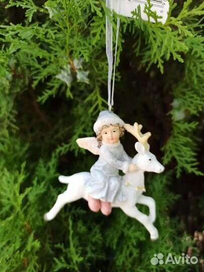 Елочные игрушки Ангел на олене