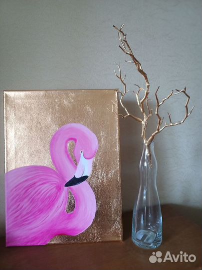 Картина интерьерная Розовый фламинго