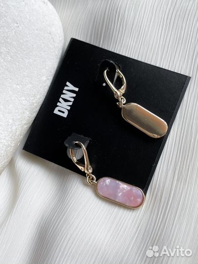 Новые серьги Dkny под розовый кварц оригинал