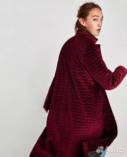 Zara (s-m) бархатное кимоно кафтан бордовое