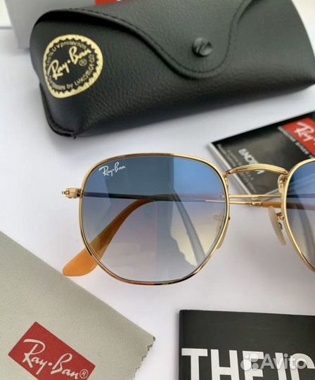 Очки ray ban hexagonal голубые