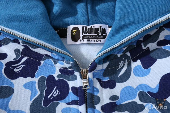 Зип худи Bape full Зип double hood розов