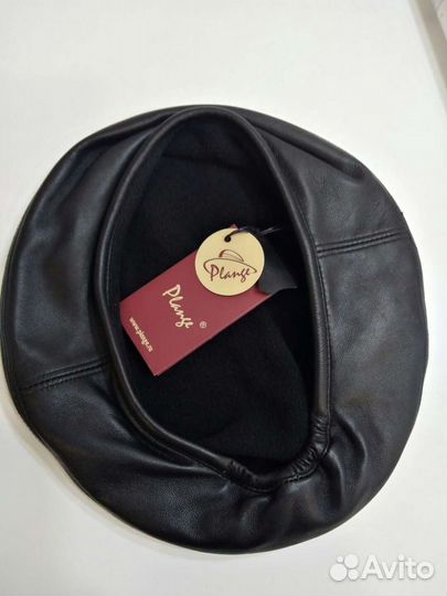 Кожаный берет женский