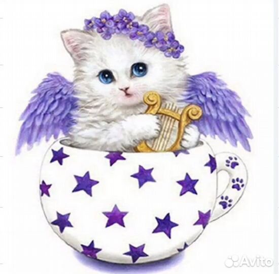 Алмазная вышивка 30х30 мозаика котята