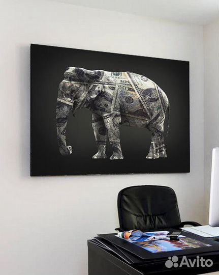 Картина/постер на холсте 80х100см- «Денежный слон»