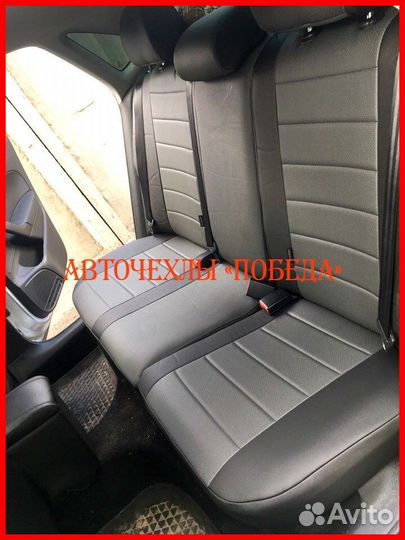 Чехлы Volkswagen Polo 1 из экокожи чёрно-серые