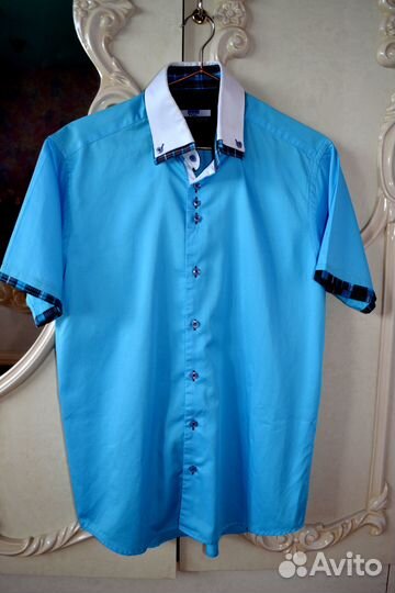 Рубашка 46 - 48 р., голубого цвета