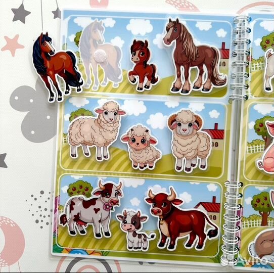 Игры на липучках Папа Мама Малыш Дом животны птицы