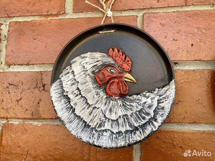 Панно «Курочка белая», декоративная тарелка