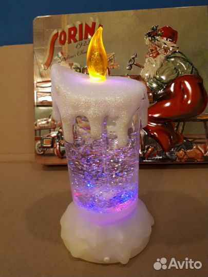 Ночник свеча с мини моторчиком с новыми батарейкам