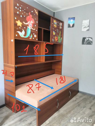 Детская кровать шкаф с горизотальным подъёмом