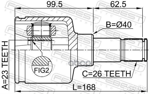 ШРУС внутренний левый 23X40X26 ford focus 03- 2