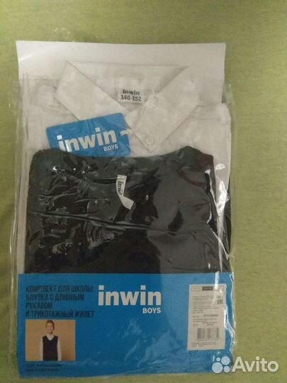 Рубашка с длинным рукавом и жилет, 146-152