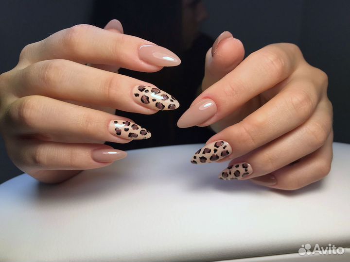 Наращивание, покрытие-гель лаком, маникюр