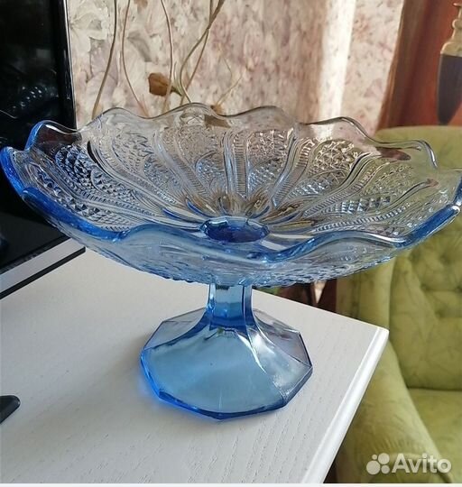 Синее, голубое стекло. Винтаж