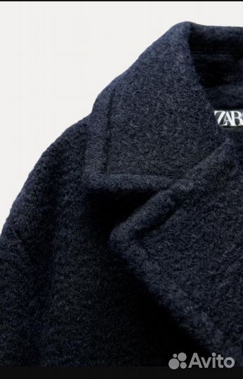 Zara полупальто из букле, морской синий