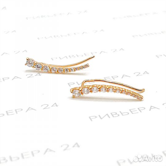 Золотые серьги-каффы с фианитами 585 проба 1,51 гр