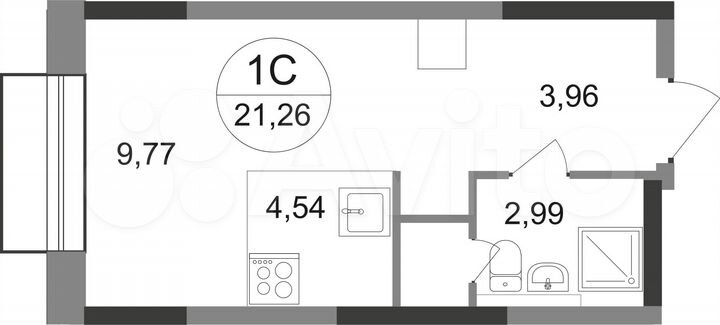Квартира-студия, 21,3 м², 4/22 эт.