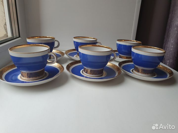Чайная пара лфз кобальт Аврора 6шт 1960г