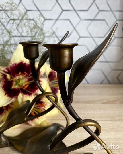 Подсвечники антикварные, бронза