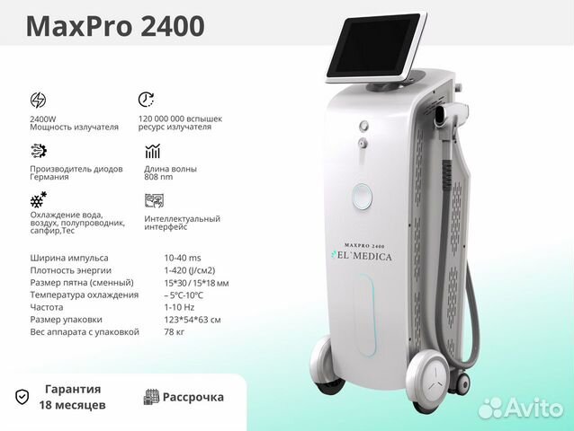 Диодный лазер MaxPro 2400w, Процедуры 24/88