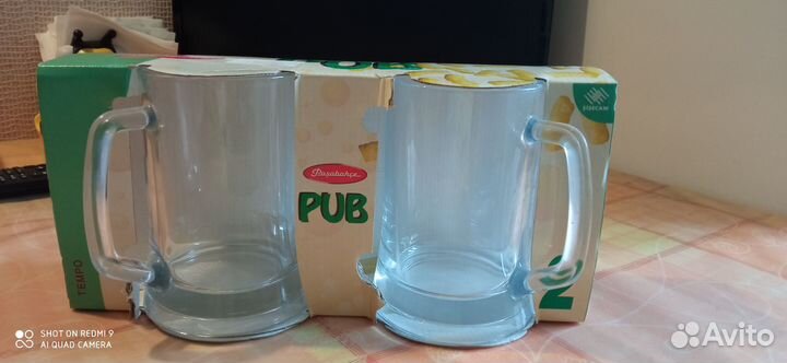 Кружки пивные стеклянные новые в упаковке. Турция