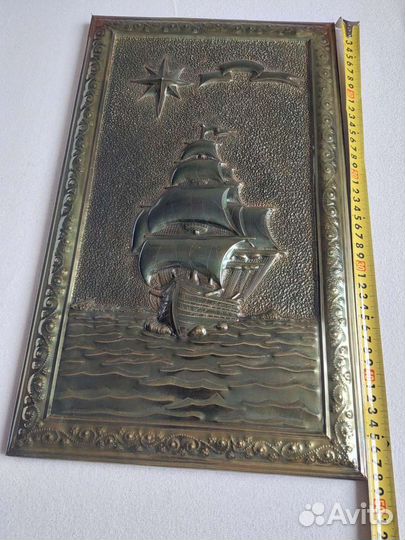 Корабль парусник чеканка СССР медь