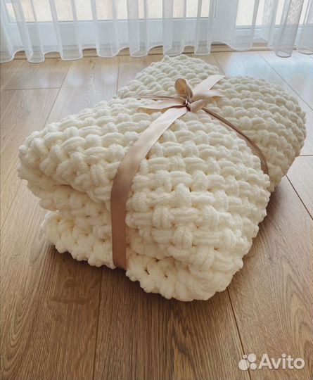 Плед вязаный плюшевый