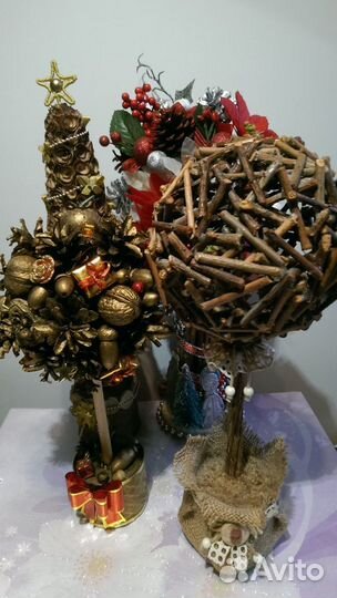 Новогодний декор, экоёлка, топиарий, ручная работа