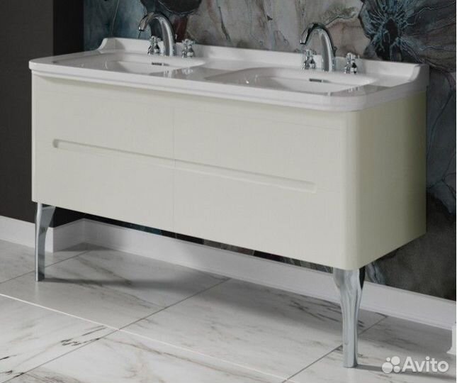 Мебель для ванной Kerasan Waldorf 150 ваниль с ящиками ножки хром