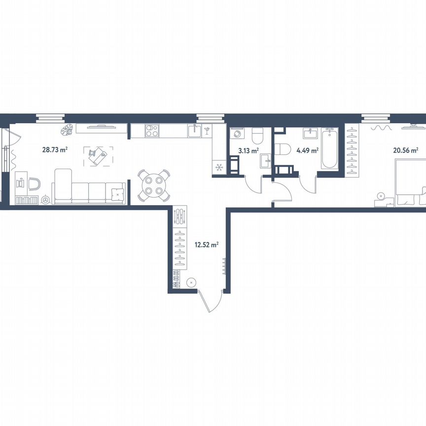 1-к. квартира, 71,4 м², 4/11 эт.