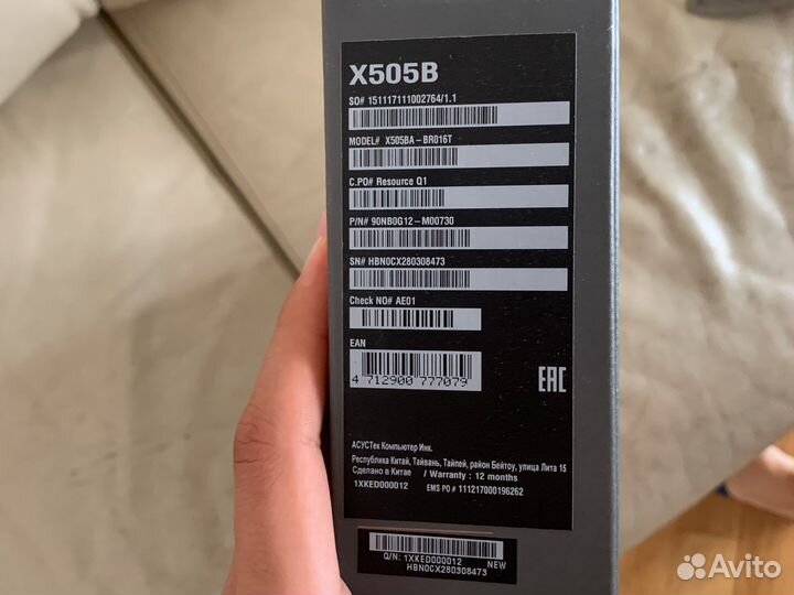 Ноутбук asus 15.6x505ba