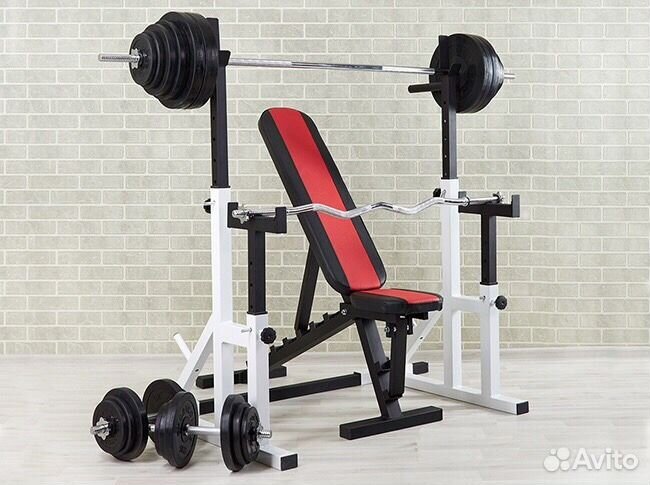 Стойка для штанги с подстраховкой + скамья