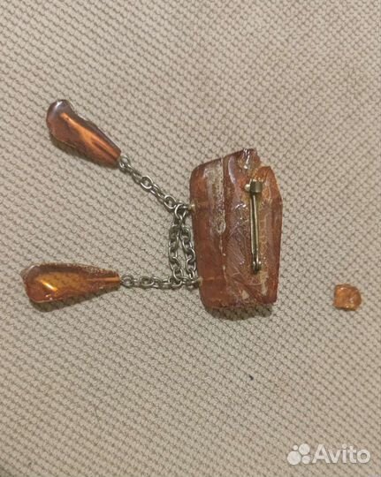 Брошь янтарь винтаж