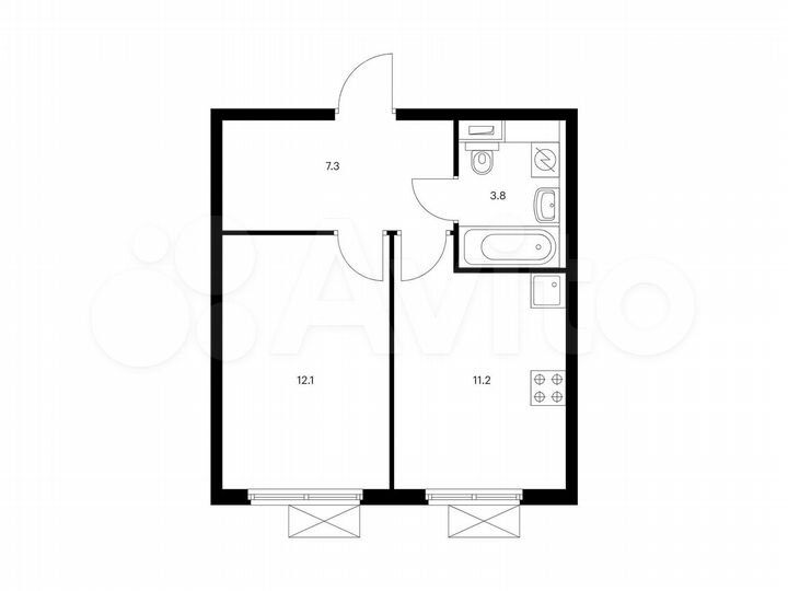 1-к. квартира, 34,4 м², 2/9 эт.