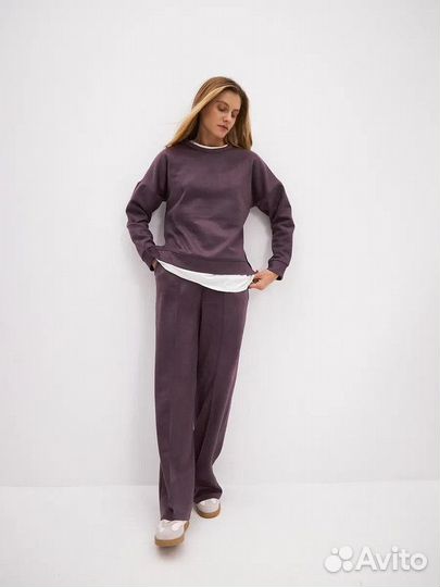 Костюм женский со свитшотом оверсайз теплый