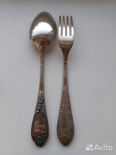 Ложка и вилка Зиш мельхиор СССР