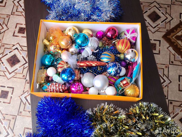 Елочные Новогодние игрушки + мишура