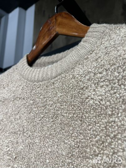 Свитер Турция вязанный, букле, черный и бежевый