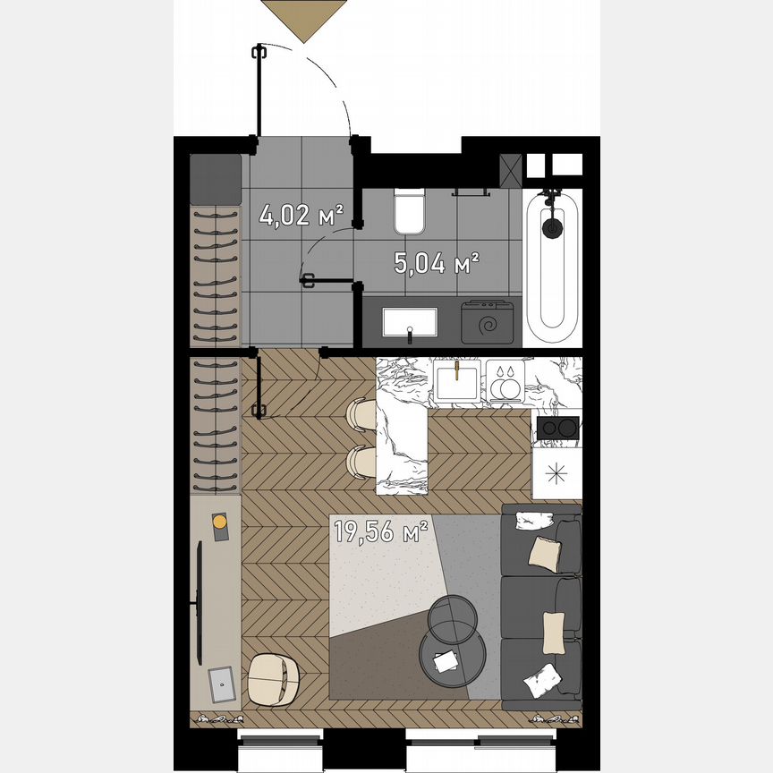 Апартаменты-студия, 29,8 м², 19/23 эт.