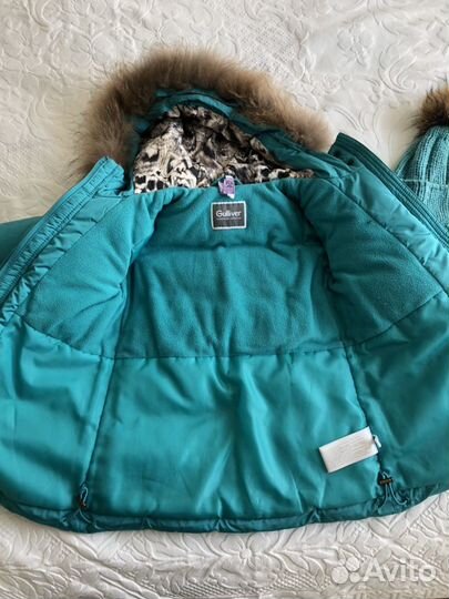 Зимнее пуховое пальто с шапкой Gulliver на 98 рост