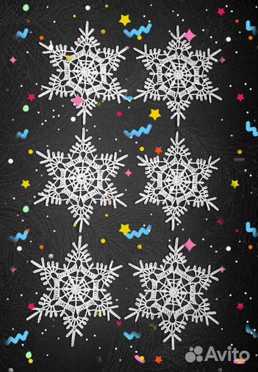 Снежинка вязаная новогодний декор