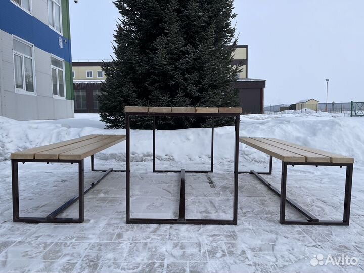 Комплект: Стол садовый и 2 лавки без спинки