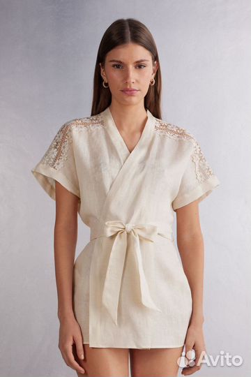 Кимано из льна и кружева