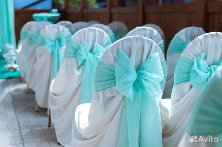 Бант на стул мятного оттенка