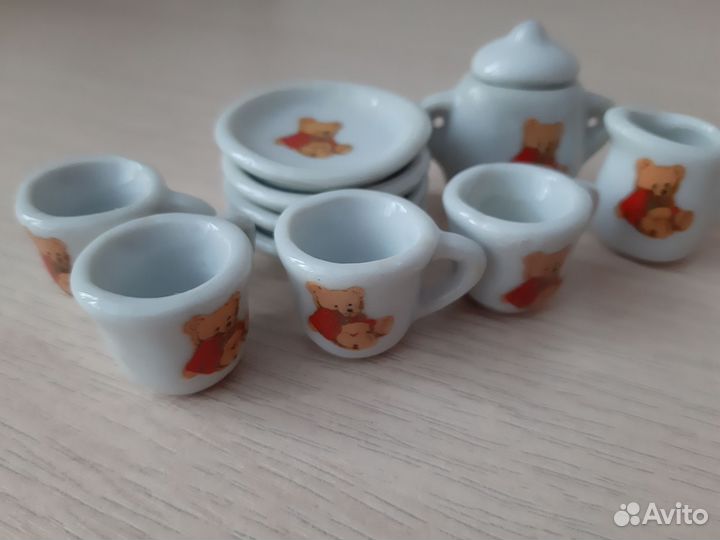 Кукольная посуда керамическая. Набор